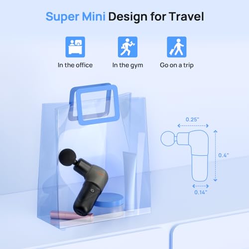 HEYCHY Super Mini Massage Gun, Deep Tissues Percussion Muscle Massager, Compact Sports Travel Massage Gun, Portable Massag...