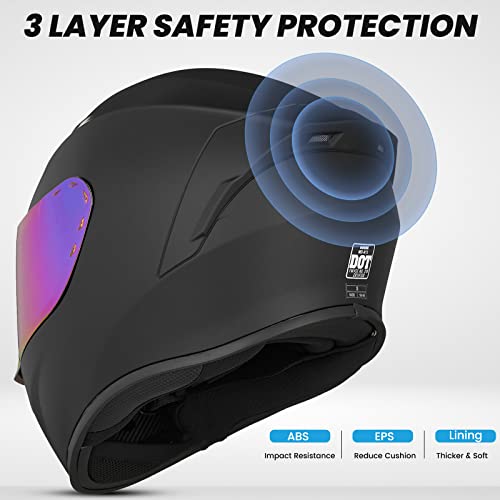 AUBOA Full Face Motorcycle Helmets for Adults Men and Women DOT Street Bike Racing Helmet with Tinted Visor Model MD-813