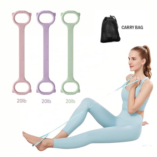 Figure 8 Workout Resistance Band - 3 Elasticities Optional 20 30 40lb, Thicker Durable Arm Back Shoulder Exercise Elastic ...