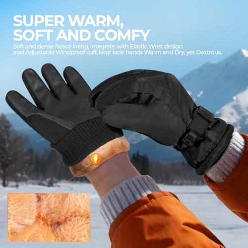 rivmount Kids 3M Winter Ski Snowboarding Snow Gloves Warm Thermal Waterproof Windproof Touchscreen for Boys Girls in Cold ...