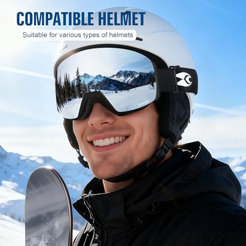 suoso Ski Goggles Frameless for Men: Women Magnetic Lens UV400 Protection OTG Anti-Fog Snowboard Goggles