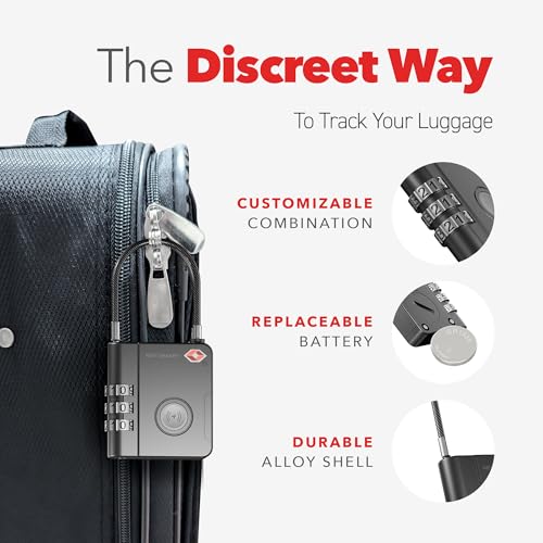 KeySmart SmartLock Tracking Luggage Locks, TSA Locks for Luggage, GPS Tracker, Combination Lock Compatible with Apple Find...