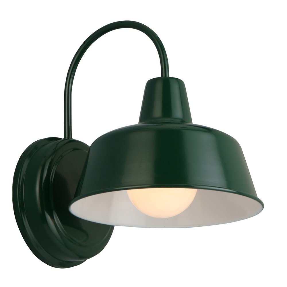Design House Mason Barn Light - Indoor/Outdoor Wall Mount, 8-Inch, Forest Green, Model 579342