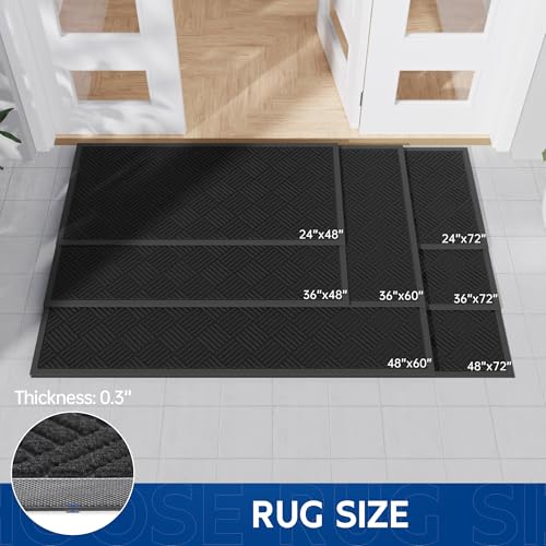 Naturei Durable Indoor Outdoor Door Mat, 4' x 6' Heavy Duty Front Door Mat for Entryway, Non-Slip Backing, Stain and Fade ...