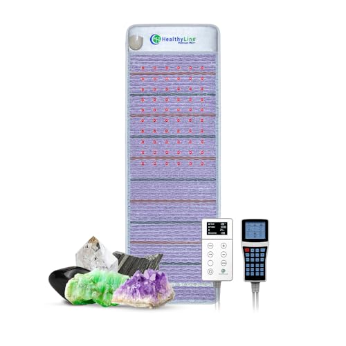 HealthyLine Platinum Far Infrared Heating Pad - Full Body Mat for Back Pain - Natural Crystal Gemstones - Auto Shut Off - ...