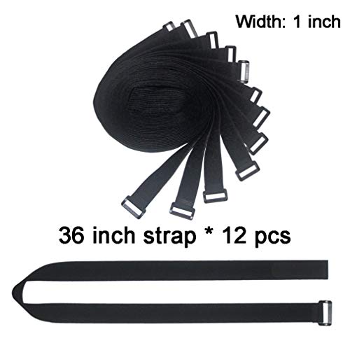 UONIKA 36 inch Cable Straps,12 pcs Reusable Fastening Hook and Loop Utility Cable Ties Down Wraps Adjustable Cinch Straps