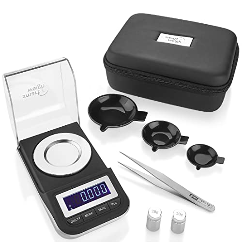 Smart Weigh 50g x 0.001 Grams, Premium High Precision Digital Milligram Scale, Includes Tweezers, Calibration Weights,Thre...