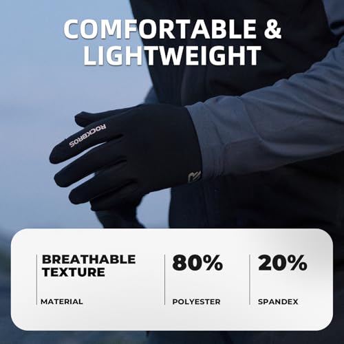 ROCKBROS Men Women Thin Winter Gloves for Sport- Lightweight Anti-Slip Touch Screen Road Bicycle Gloves for Outdoor Sports...