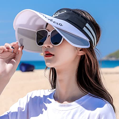 Peicees Sun Visor Hat with Wide Brim for Women Sun Protection Cap for Golf Tennis Beach Running Hiking Fishing Gardening