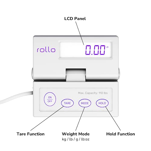 Rollo Shipping Scale for Packages - Digital Shipping Postal Scale (110 Lb Max) - Hold and Tare Functions - Includes AC Ada...