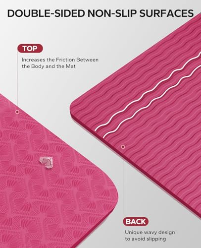 HAPBEAR Extra Large Yoga Mat - 72"x48"/78"x54", 1/4" & 1/3" Thick, Non-Slip, Durable, Eco-Friendly, Wide Exercise Mat for ...
