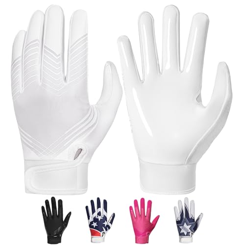 RIGWARL Football Gloves Adult Men, Youth Kids Football Gloves with Super Sticky Grip, Receiver Glove Best Gift for Adult Y...