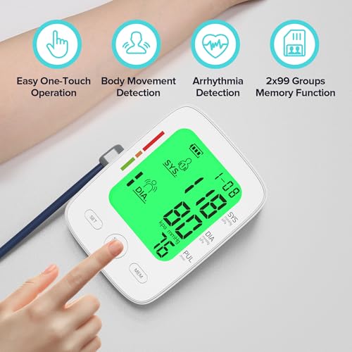 Blood Pressure Monitor for Home Use, Automatic Upper Arm Blood Pressure Machine with Large LCD Display, Adjustable Cuff (9...