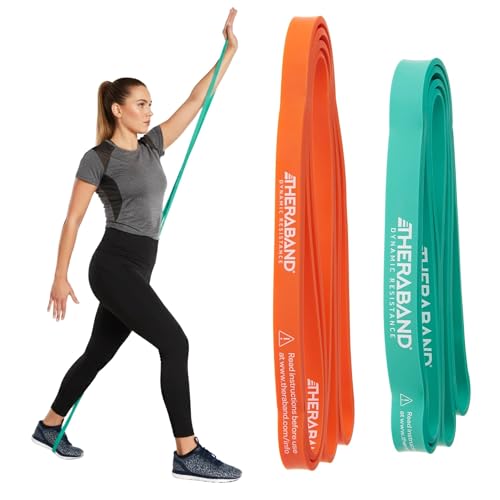 THERABAND High Resistance Bands, Set of 2 Elastic Super Bands for Improving Flexibility, Injury Rehab, & Full Body Workout...