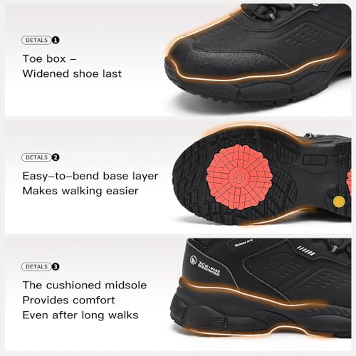 BAIBAO A-S Men's Waterproof Snow Boots Winter Hiking Boots with Crystal Long-Pile Fur Lining | Non-Slip Turbine Grip Insol...