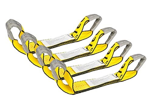 Mytee Products (4 Pack) 2" x 16" Replacement Dog Bone Short Strap | Heavy-Duty 2 Inch Car Tie Down Short Strap with Sewn E...