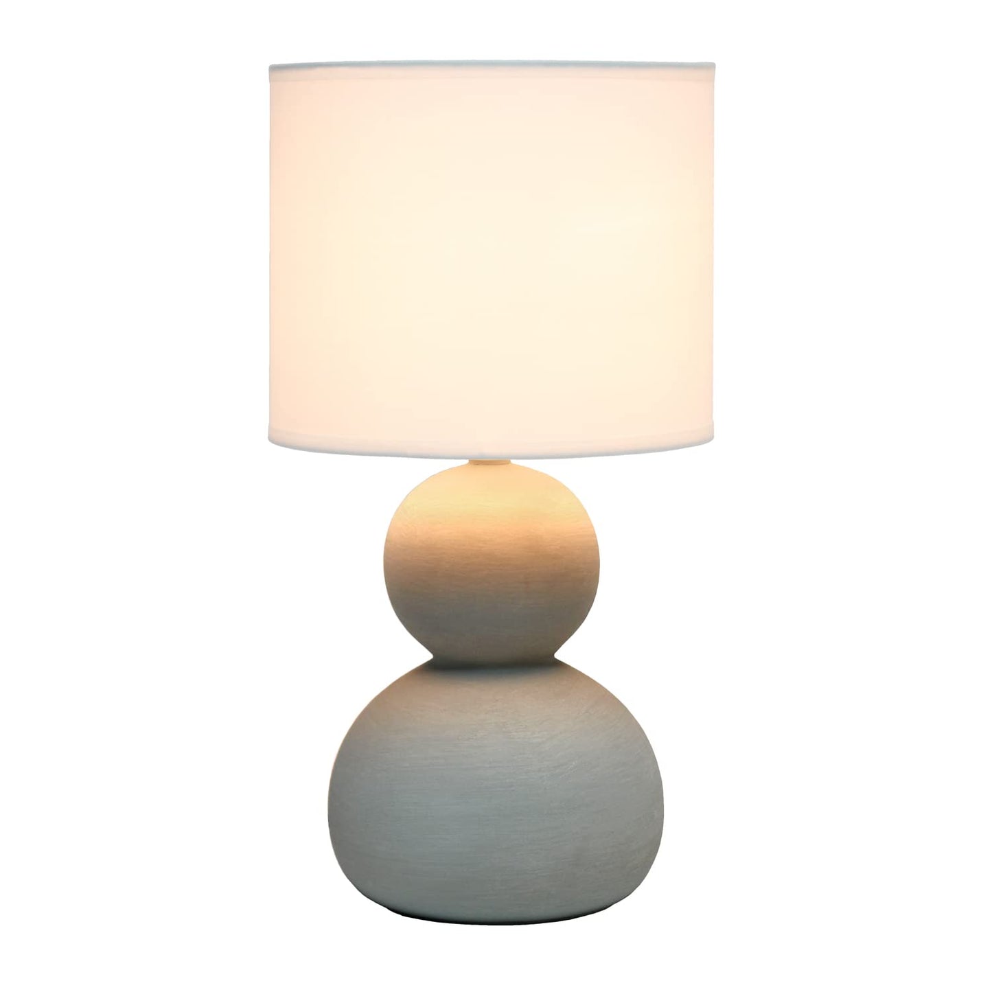 Simple Designs Table Lamp, Stacked Stone Age, 8inL x 8inW x 15.375inH, Ceramic, Taupe Gray, Model LT1116-TAU