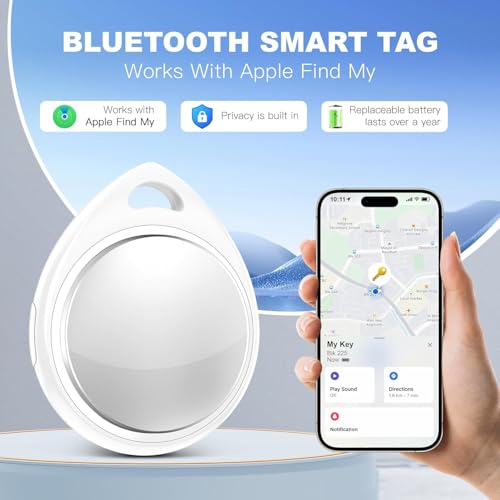 4 Pack Tracker Tags [Apple MFi Certified] Bluetooth Air Tracker Pair with Apple Find My (iOS Only) Smart Tracking Tags Key...