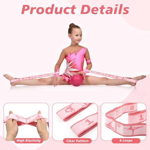 Soulchen 12 Sets Stretching Strap with 8 Loops for Kids Include 12 Storage Bags 12 Children Gymnastics Stretching Strap fo...