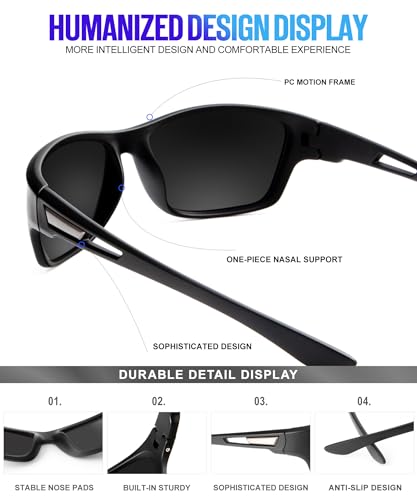 KALIYADI Polarized Sunglasses for Men, Sports Sun Glasses for Driving Cycling Fishing with UV protection