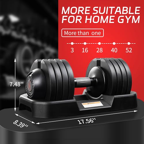 BOCHPOWER Adjustable Dumbbells Set of 2,Free Weights Dumbbells Set,52 lbs pair for Men/Women Gym Equipment for Home Streng...