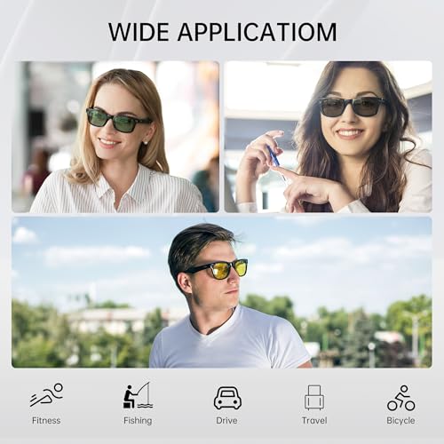 HIBLOKS 4Pcs Polarized Clip for Ray-Ban Meta Wayfarer RW4006 & Gen 2 RW4012 Regular (50-22), Shiny Black Frame Discolorati...