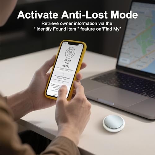 Air Tracker Tag 2 Pack [Apple MFi Certified] with Find My(iOS Only), Key Finder with No App Needed, Waterproof, 365-Day St...