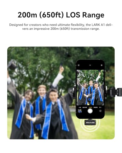 Hollyland Lark A1 Wireless Microphone for iPhone 17/16/15 & Android, 48kHz/24-bit, 3-Level Intelligent Noise Cancel, Magne...