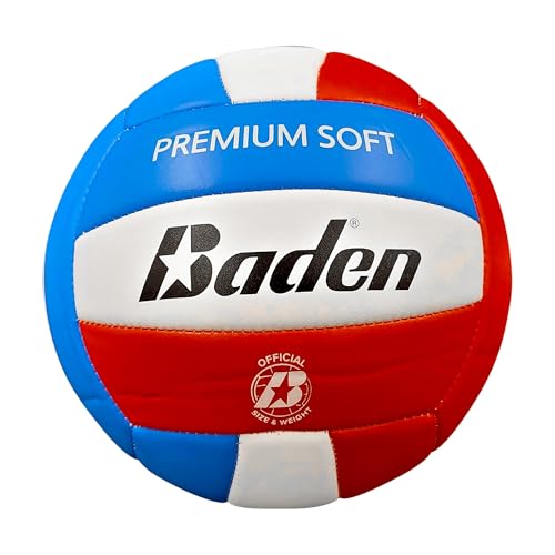 Baden Premium Soft Synthetic Leather Official Size & Weight Outdoor Volleyball 6 Pack with Pump