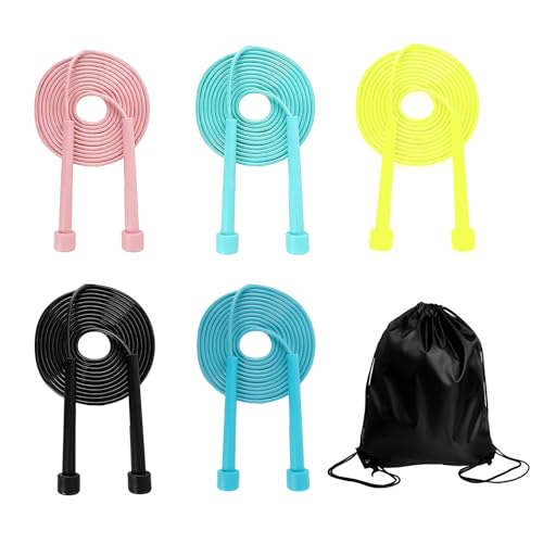 Jump Rope for Kids,5P Colorful Jumping Rope for Fitness and Exercise,Lightweight Adjustable Skipping Ropes for School Even...