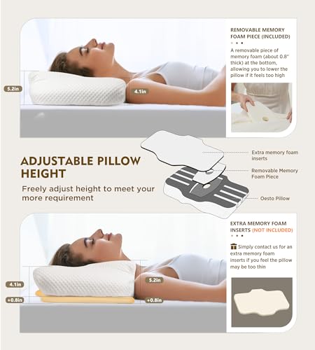 Osteo Cervical Pillow for Neck Pain Relief, Hollow Design Odorless Memory Foam Pillows with Cooling Case, Adjustable Ortho...
