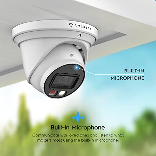 Amcrest UltraHD 4K (8MP) IP PoE AI Camera, 49ft Nightcolor, Security Outdoor Turret Camera, Built-in Microphone, Human Det...
