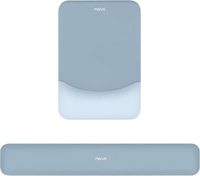 MOSISO Wrist Rest Support for Mouse Pad&Keyboard Set, Rectangular Ergonomic Mousepad Non-Slip Base Home/Office Pain Relief&Easy Typing Pad with Neoprene Cloth&Raised Silicone Lining, Aquamarine