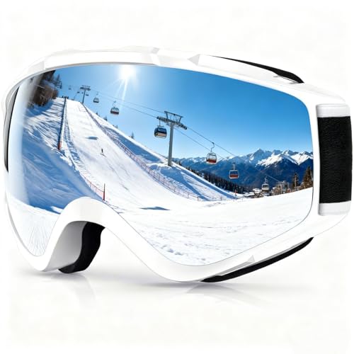 Solifo Ski Goggles for Men & Women, OTG UV400 Protection, Dual Anti-Fog Lens, Spherical Lens for for Skiing & Snowboarding