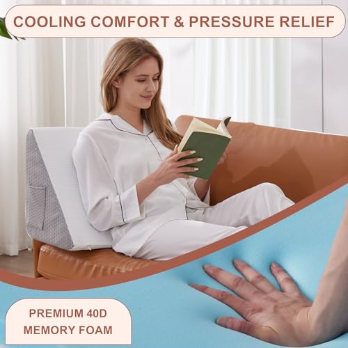 Bedluxe Knee Pillow for Back Sleeping, Leg Pillow Knee Wedge Pillow, Memory Foam Wedge Pillows for Legs Post Surgery, Tria...