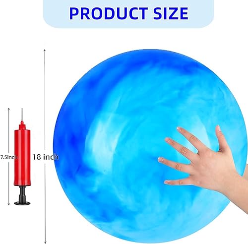 GCQJOQ 2 Pcs Marbleized Bouncy Balls for Kids Large-Sized Ball Inflatable Rubber Playground Sensory Balls for Beach Pets I...
