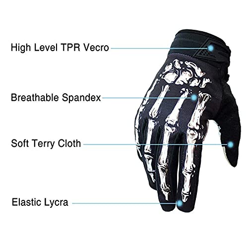 BRZSACR Skeleton Cycling Gloves Motorcycles Gloves Off-Road Vehicle MTB, Bicycle Gloves Shock Absorption Non-Slip Touch Sc...