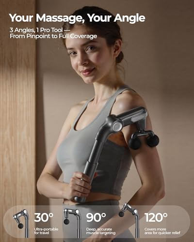 KingPavonini Foldable Massage Gun with Dual-Ball Head, Adjustable Head & Extendable Handle, Handheld Back Massage Gun Deep...