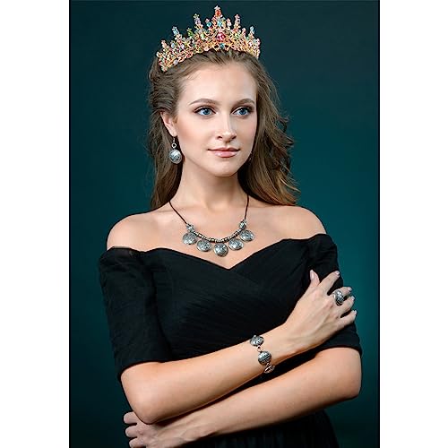 Velscrun Rainbow Color Crystal Birthday Tiara Crowns for Women Girls Elegant Princess Crown with Combs Birthday Girl Headb...