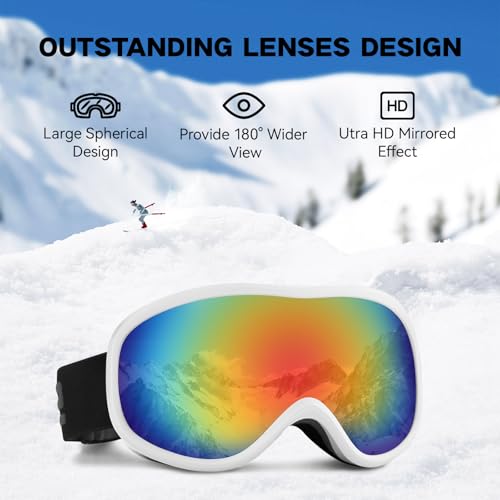 YLYUELANG OTG Ski Goggles for Men & Women, 100% UV Protection Snowboard Goggles, Over Glasses Anti-Fog, Scratch Resistant ...