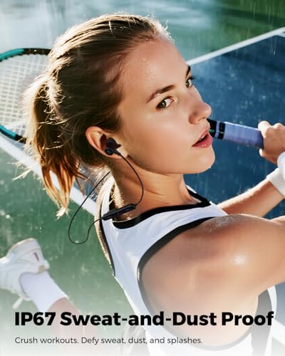 SoundPEATS Q40 HD Sports Neckband Headphones with LDAC Hi-Res Audio & Bluetooth 6.0 Stable Connection, IP67 Waterproof Wir...