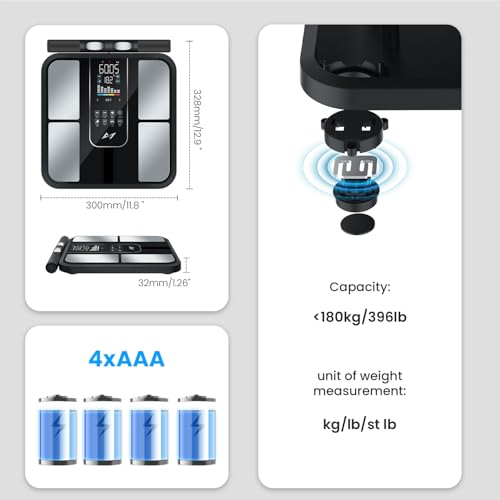 AXV Scale for Body Weight, 8-Electrode Smart Digital Bathroom Scale with BMI Body Fat Muscle Mass, Body Composition Scale,...