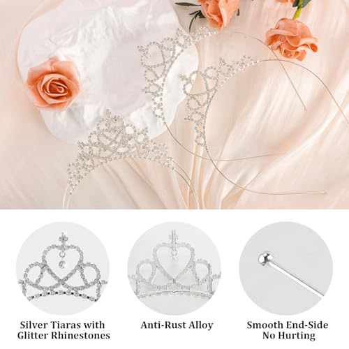 Tihebax 4Pcs Tiaras Crowns Headbands for Women Girls Silver Princess Tiaras Bulk Rapunzel Crowns for Wedding Birthday Crys...
