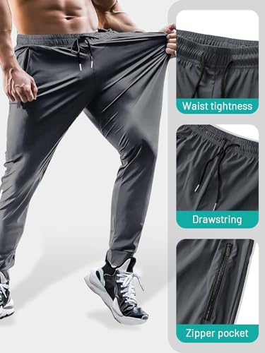 Hidkat Men's Hiking Pants Quick-Dry Lightweight Sweatpants Outdoor Fishing Pants Water Resistant with Zipper Pockets