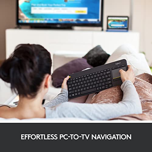 Logitech K400 Plus Wireless Touch TV Keyboard with Easy Media Control and Built-in Touchpad, HTPC Keyboard for PC-Connecte...