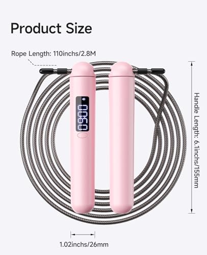 ACHDOFITS Smart Jump Rope with Counter - Adjustable High Speed Skipping Rope for Adults, LED Display with 4 Modes, Calorie...