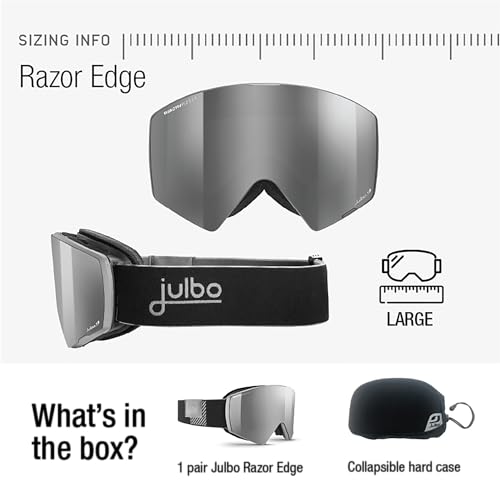 Julbo Razor Edge Snow Goggles for Men & Women w/REACTIV Photochromic Lens for Skiing and Snowboarding - 100% UV Protection