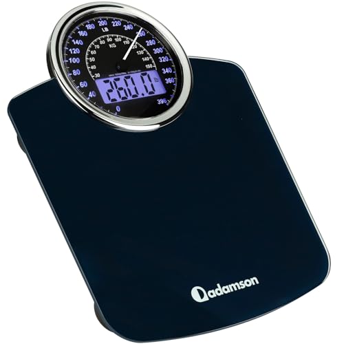 Adamson Hybrid 2-in-1 Analog & Digital Weighing Scale for Body Weight up to 400lbs - Thick Tempered Glass - Extra Large Di...