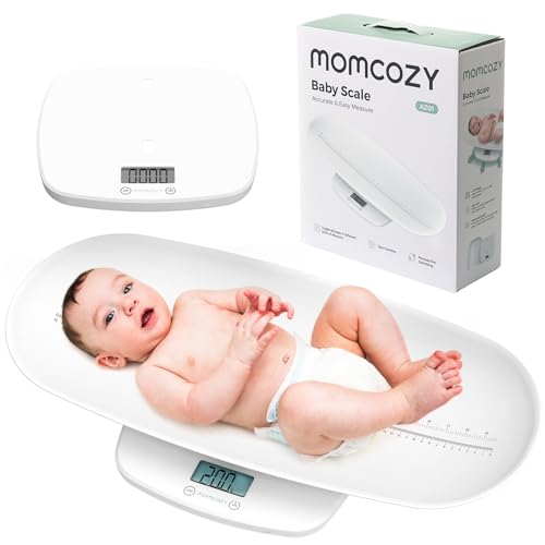 Momcozy Baby Scale, Multi-Function Scale for Body Weight and Height Measurement, Weighted Feeds, with Curved Removable Tra...