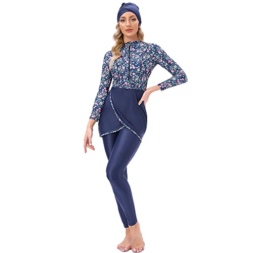 Women Burkini Swimsuits Modest Muslim Swimwear Islamic Long Sleeve Full Cover Hijab Top Swim Pants Bathing Suit